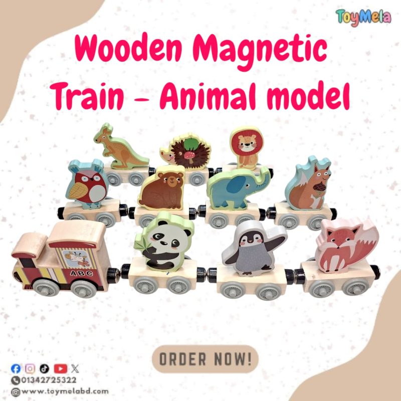 Create Animal Train Magnetic Wooden Train With Animal - ToyMela